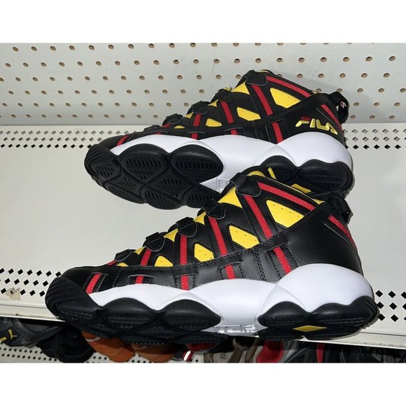 FILA Stackhouse Spaghetti Mens Basketball Shoes Size 10 Black Red Yellow